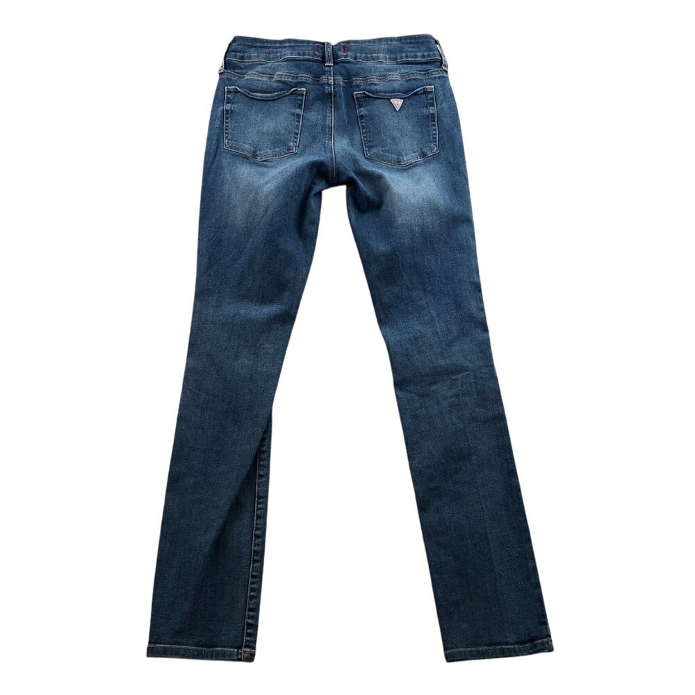 Guess Womens Jeans Size 29 Ankle Mid Rise Skinny Sarah Fit Blue Denim Distressed - Picture 2 of 16